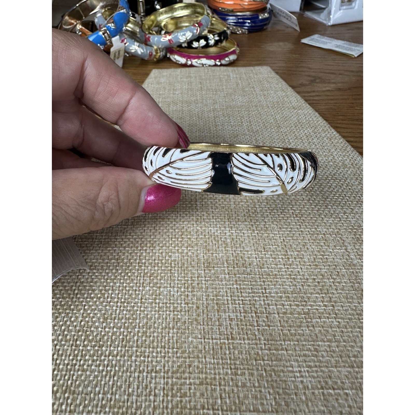 Sequin Nordstrom Multicolor Gold Tone Statement Enamel Bangle Bracelet 270 15$